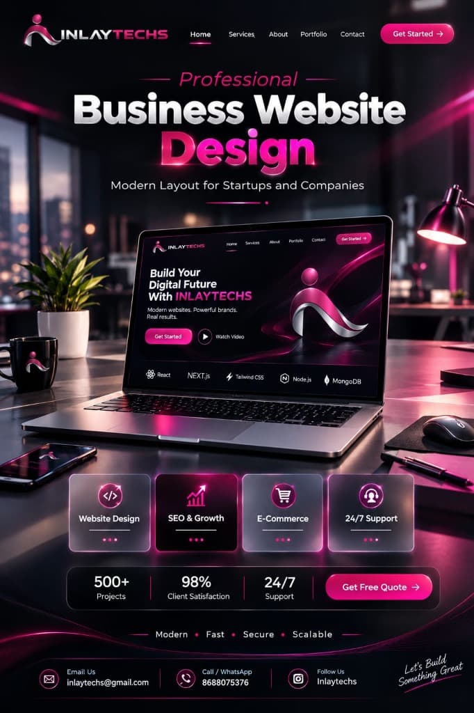INLAYTECHS Professional Business Website Design Dark Studio Setup